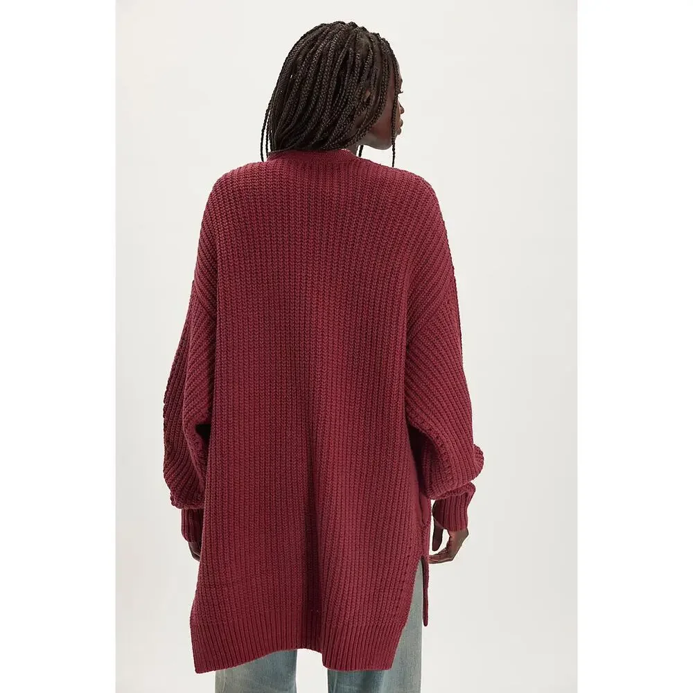 Free People Women's Knit Cabernet Nightingale Cardi Slouchy‎ Oversized Lagenlook